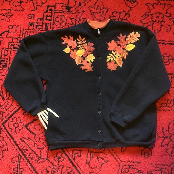 Vintage Tops - Vintage 90s Cottage Core Button Down Sweatshirt Jacket by Orvis ~ Size L / XL